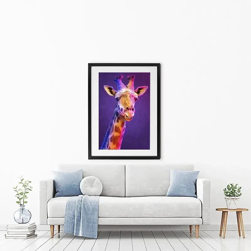 Purple And Pink Giraffe Framed Art Print Purple And Pink Giraffe Framed Art Print wall art product Mohammadreza Zeidabadi / Shutterstock