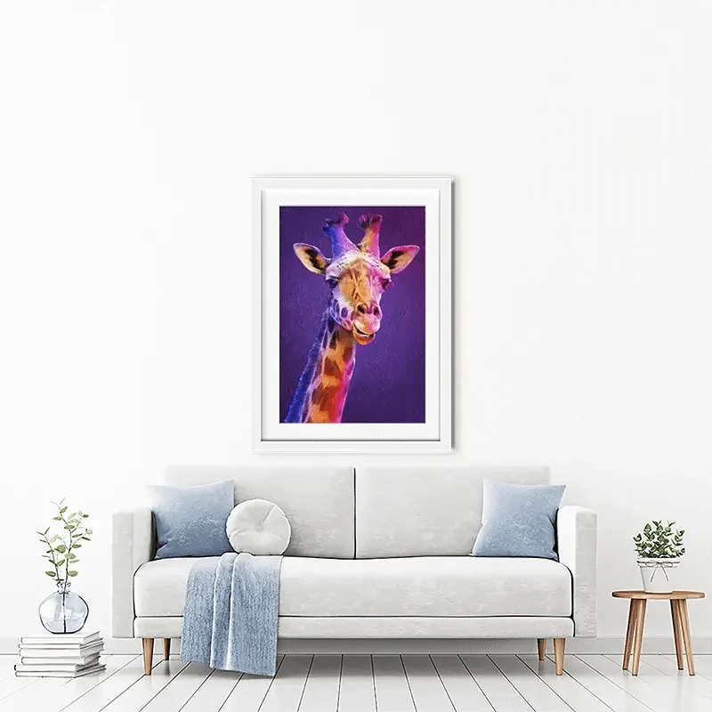 Purple And Pink Giraffe Framed Art Print Purple And Pink Giraffe Framed Art Print wall art product Mohammadreza Zeidabadi / Shutterstock