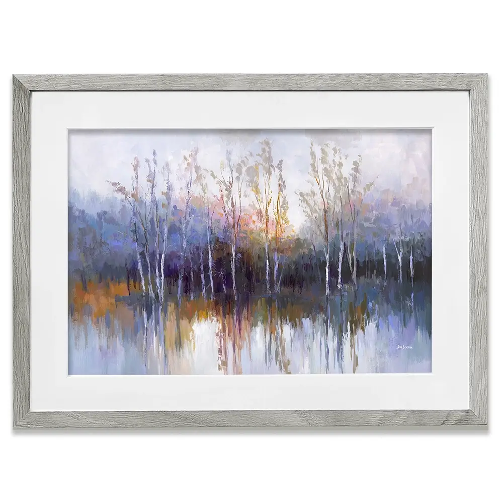 Purple Birch Forest Framed Art Print Purple Birch Forest Framed Art Print wall art product Leon Devenice