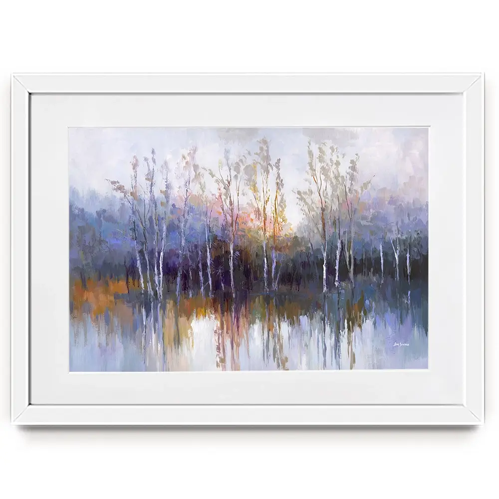 Purple Birch Forest Framed Art Print Purple Birch Forest Framed Art Print wall art product Leon Devenice