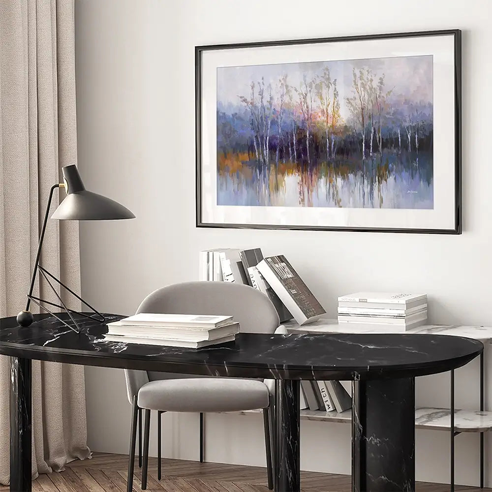 Purple Birch Forest Framed Art Print Purple Birch Forest Framed Art Print wall art product Leon Devenice