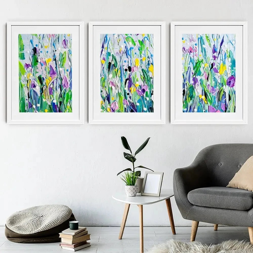 Purple Meadow Framed Art Print Trio Purple Meadow Framed Art Print Trio wall art product Olga Tkachyk