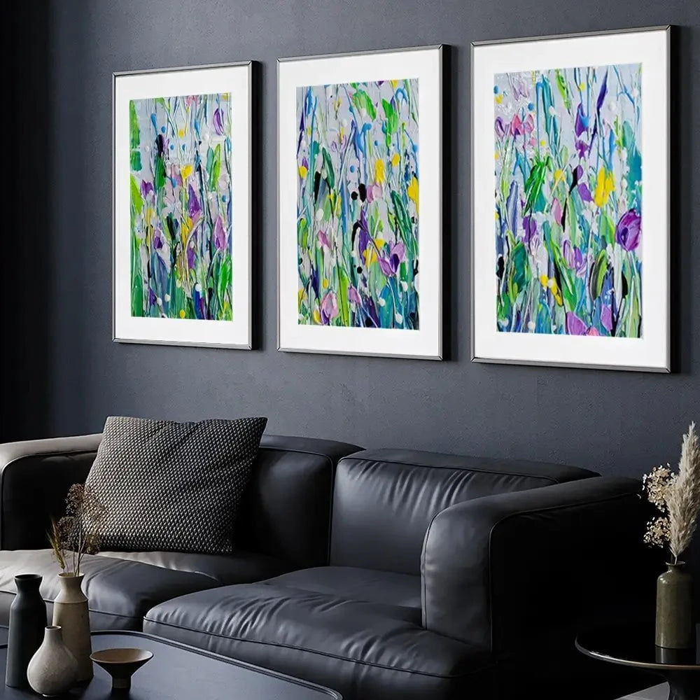Purple Meadow Framed Art Print Trio Purple Meadow Framed Art Print Trio wall art product Olga Tkachyk