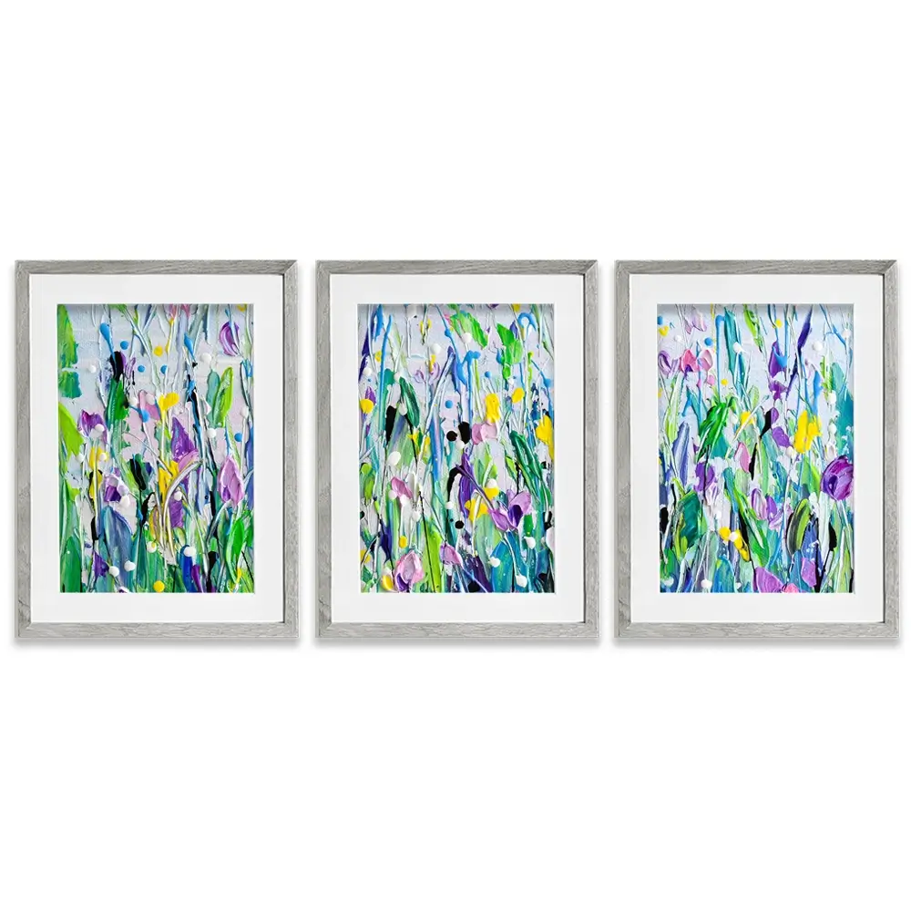 Purple Meadow Framed Art Print Trio Purple Meadow Framed Art Print Trio wall art product Olga Tkachyk