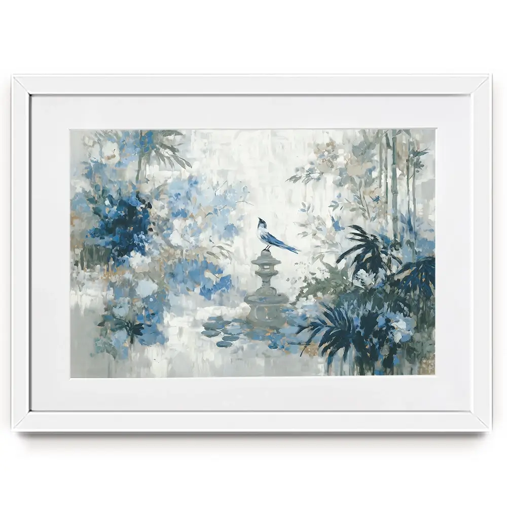 Quiet Garden Pagoda Reverie Framed Art Print Quiet Garden Pagoda Reverie Framed Art Print wall art product Chromatic Storm Studio