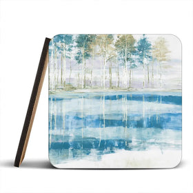 Quiet Lake Tree Reflection Coaster Set Quiet Lake Tree Reflection Coaster Set wall art product Chromatic Storm Studio
