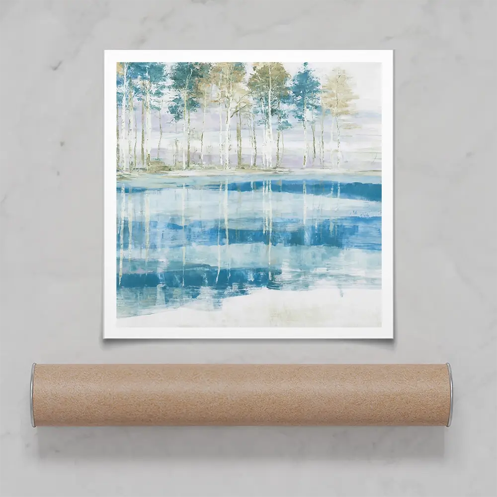 Quiet Lake Tree Reflection Square Art Print Quiet Lake Tree Reflection Square Art Print wall art product Chromatic Storm Studio