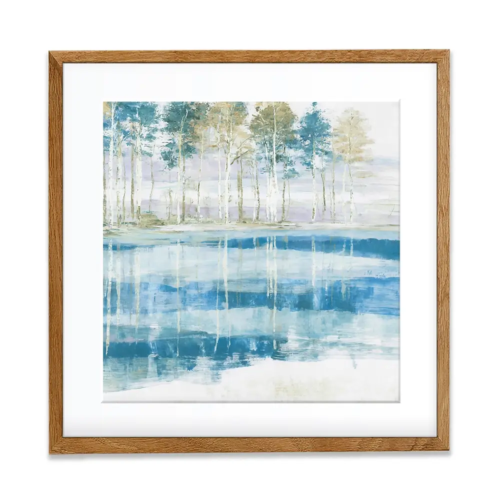 Quiet Lake Tree Reflection Square Framed Art Print Quiet Lake Tree Reflection Square Framed Art Print wall art product Chromatic Storm Studio