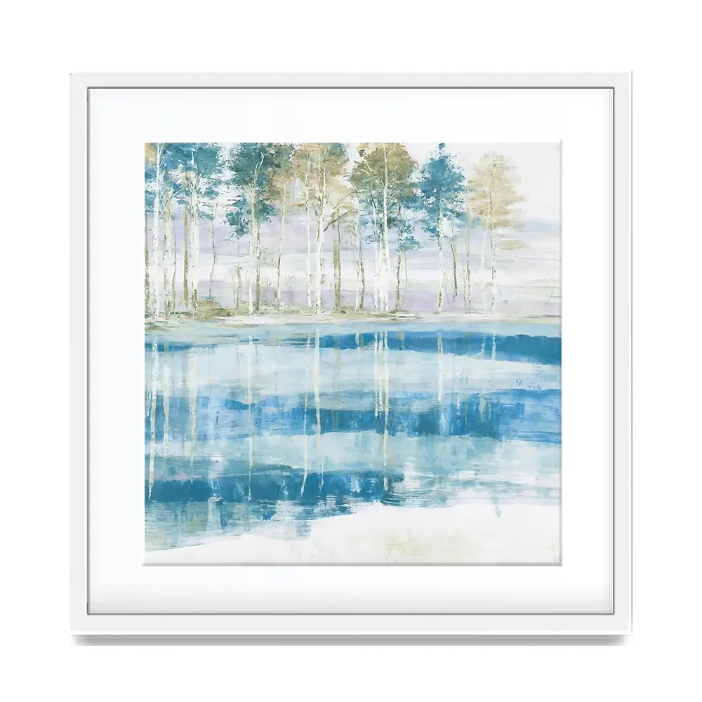 Quiet Lake Tree Reflection Square Framed Art Print Quiet Lake Tree Reflection Square Framed Art Print wall art product Chromatic Storm Studio