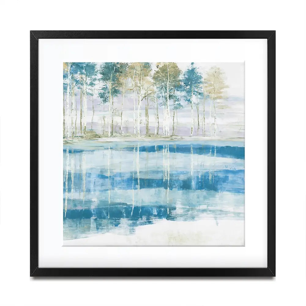 Quiet Lake Tree Reflection Square Framed Art Print Quiet Lake Tree Reflection Square Framed Art Print wall art product Chromatic Storm Studio