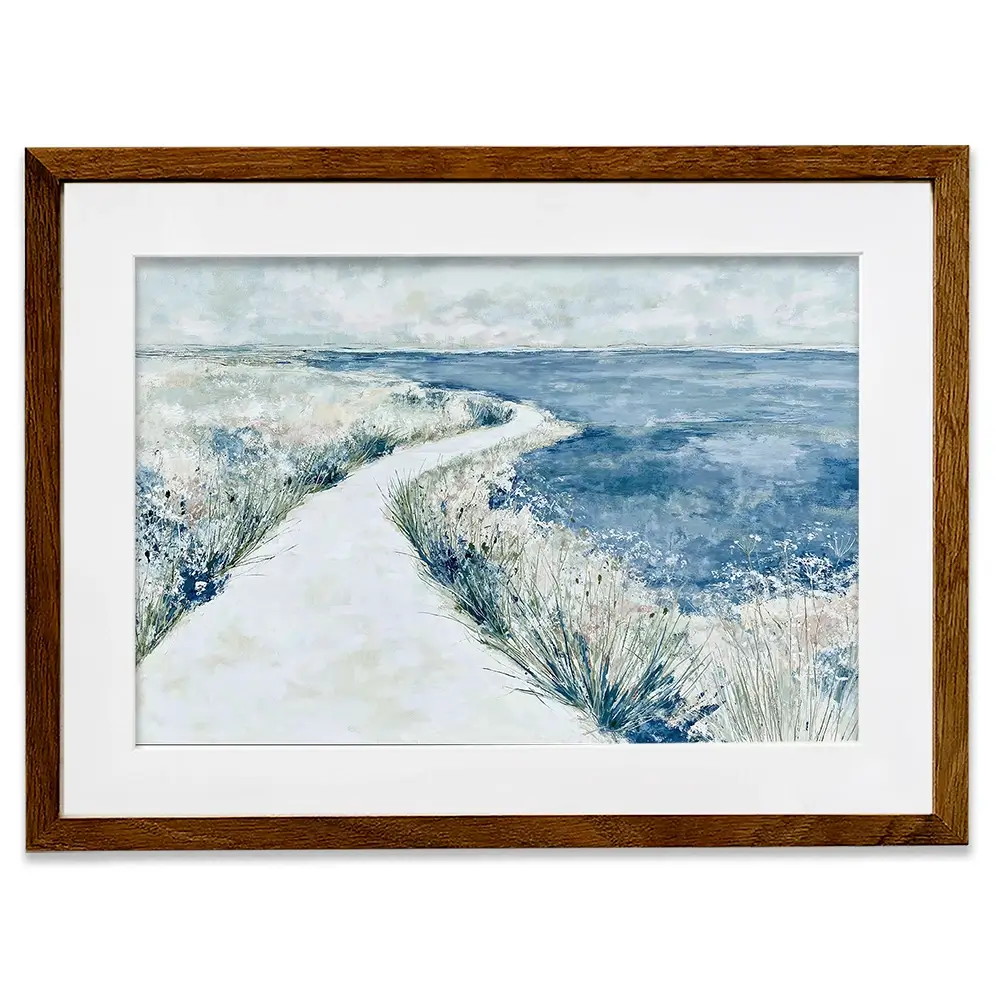 Quiet Shoreline Walk Framed Art Print Quiet Shoreline Walk Framed Art Print wall art product Chromatic Storm Studio