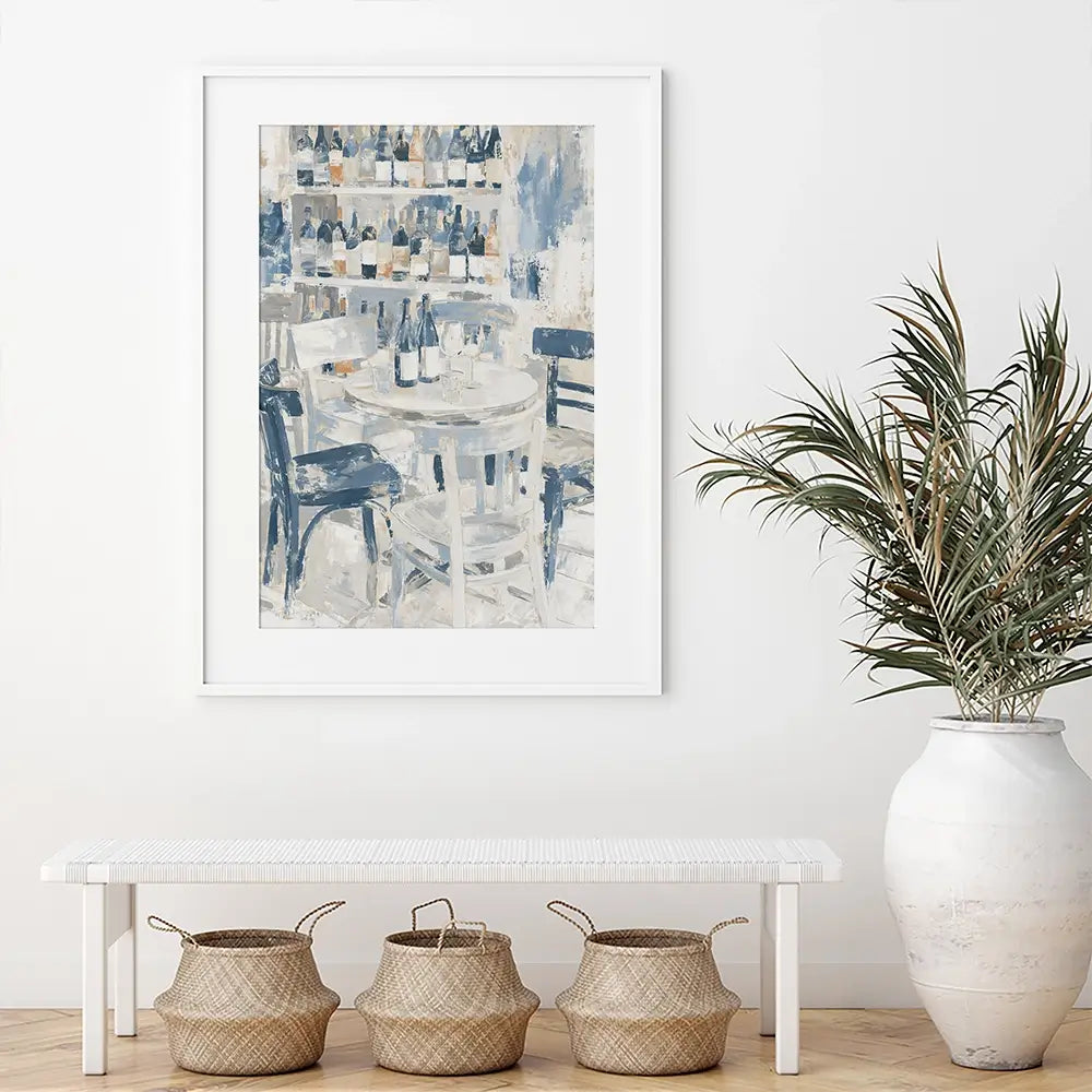 Quiet Wine Bar Afternoon Framed Art Print Quiet Wine Bar Afternoon Framed Art Print wall art product Chromatic Storm Studio