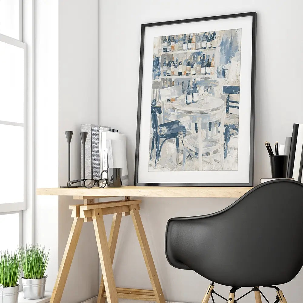 Quiet Wine Bar Afternoon Framed Art Print Quiet Wine Bar Afternoon Framed Art Print wall art product Chromatic Storm Studio