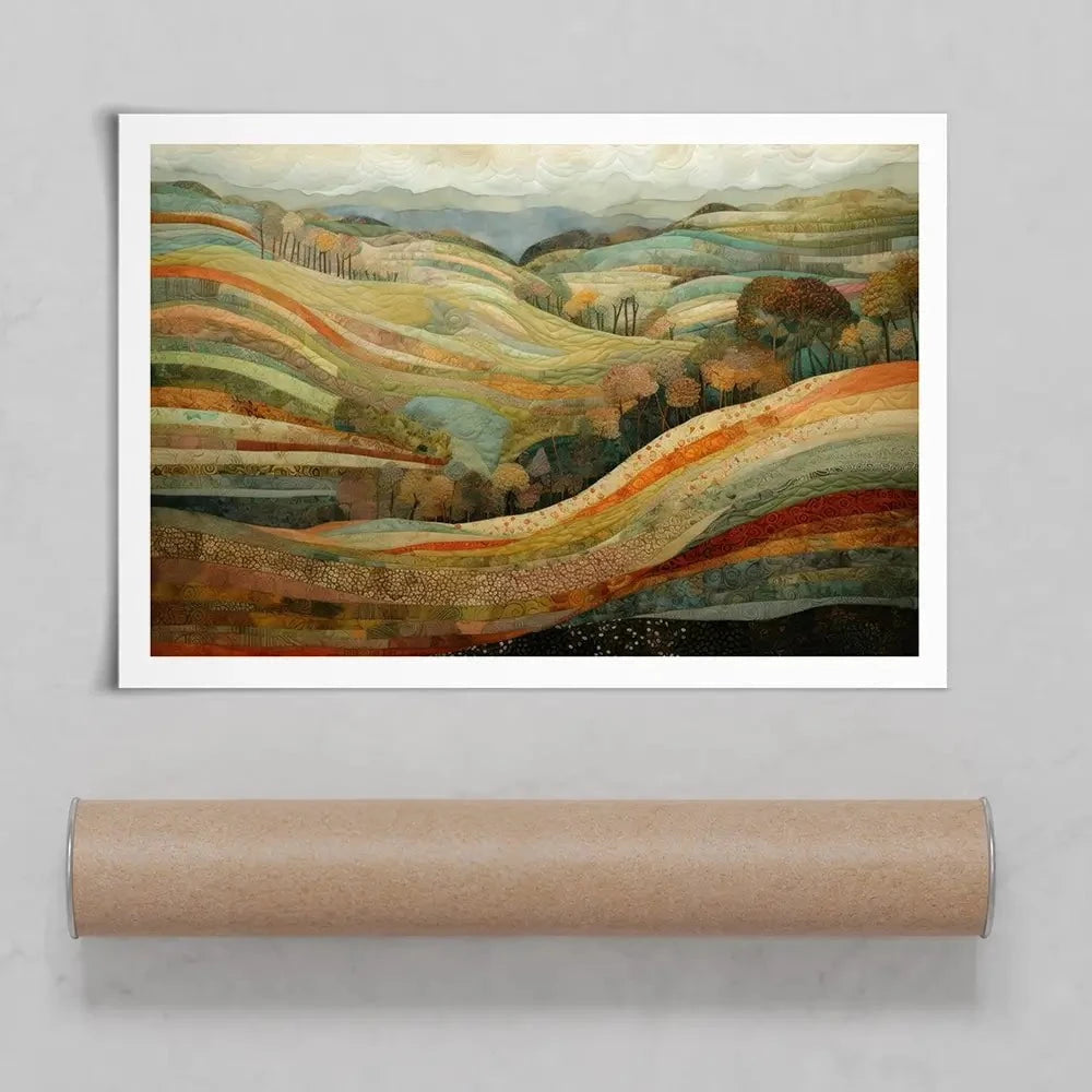 Quilted Autumn Landscape Art Print Quilted Autumn Landscape Art Print wall art product RileyB - Independent