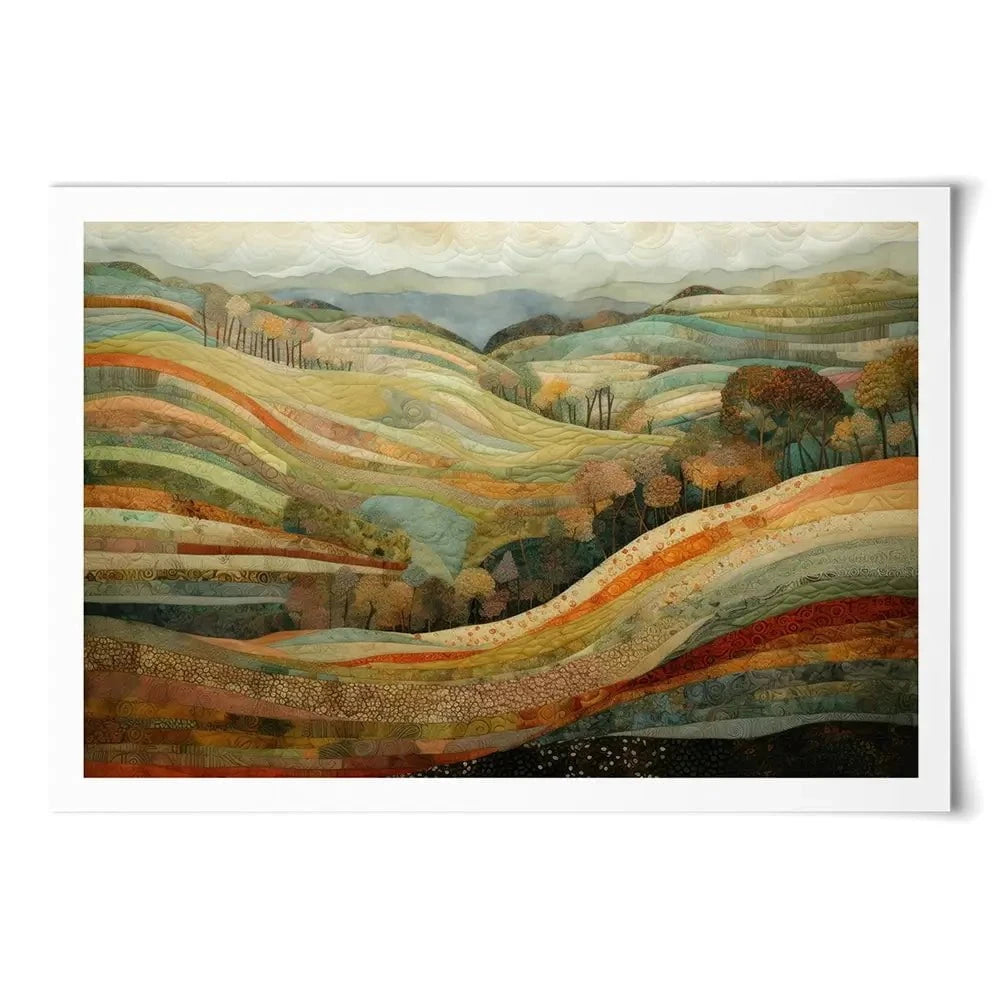 Quilted Autumn Landscape Art Print Quilted Autumn Landscape Art Print wall art product RileyB - Independent