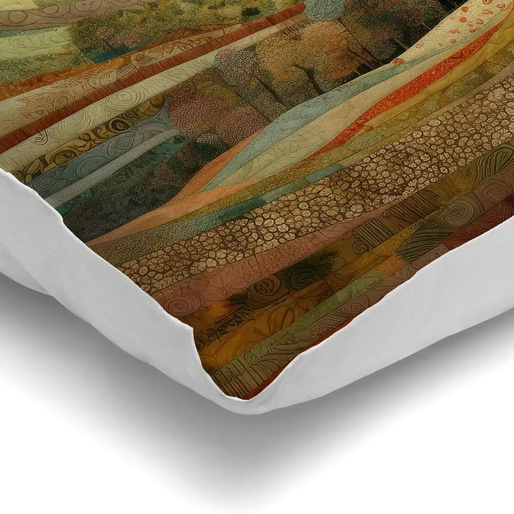 Quilted Autumn Landscape Cushion Quilted Autumn Landscape Cushion wall art product Art Print Shop