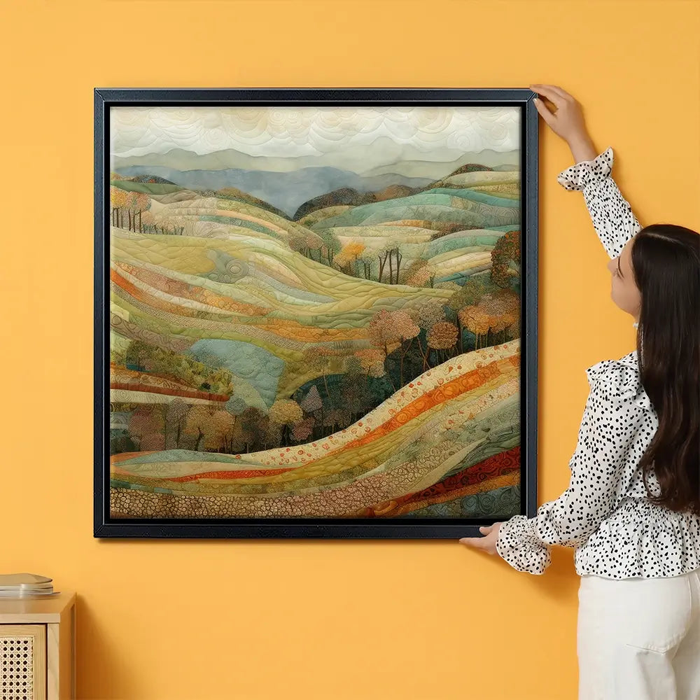 Quilted Autumn Landscape Oversized Canvas Print Quilted Autumn Landscape Oversized Canvas Print wall art product Art Print Shop