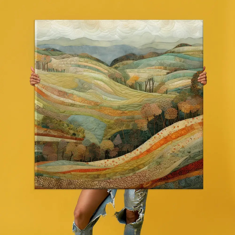 Quilted Autumn Landscape Oversized Canvas Print Quilted Autumn Landscape Oversized Canvas Print wall art product Art Print Shop