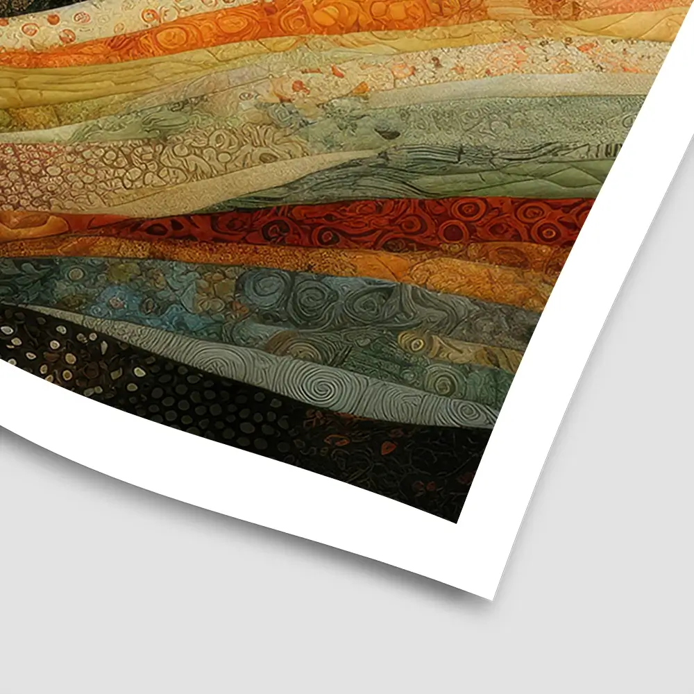Quilted Autumn Landscape Square Art Print Quilted Autumn Landscape Square Art Print wall art product Art Print Shop