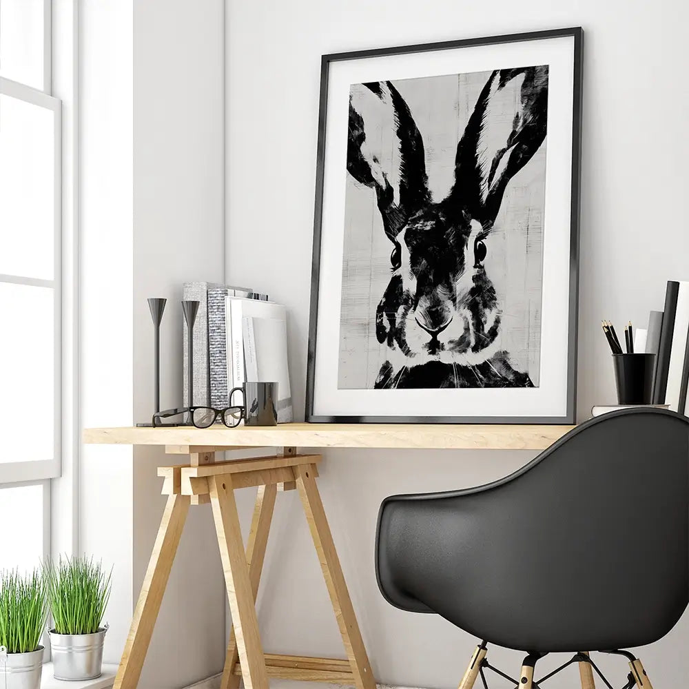 Rabbit Close Gaze Framed Art Print Rabbit Close Gaze Framed Art Print wall art product Chromatic Storm Studio