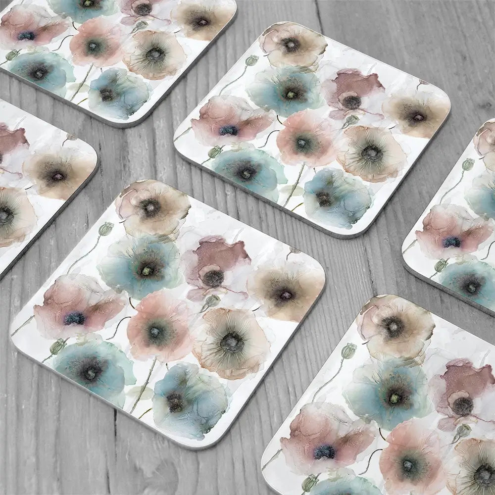 Rain Drenched Poppies Coaster Set Rain Drenched Poppies Coaster Set wall art product Carol Robinson
