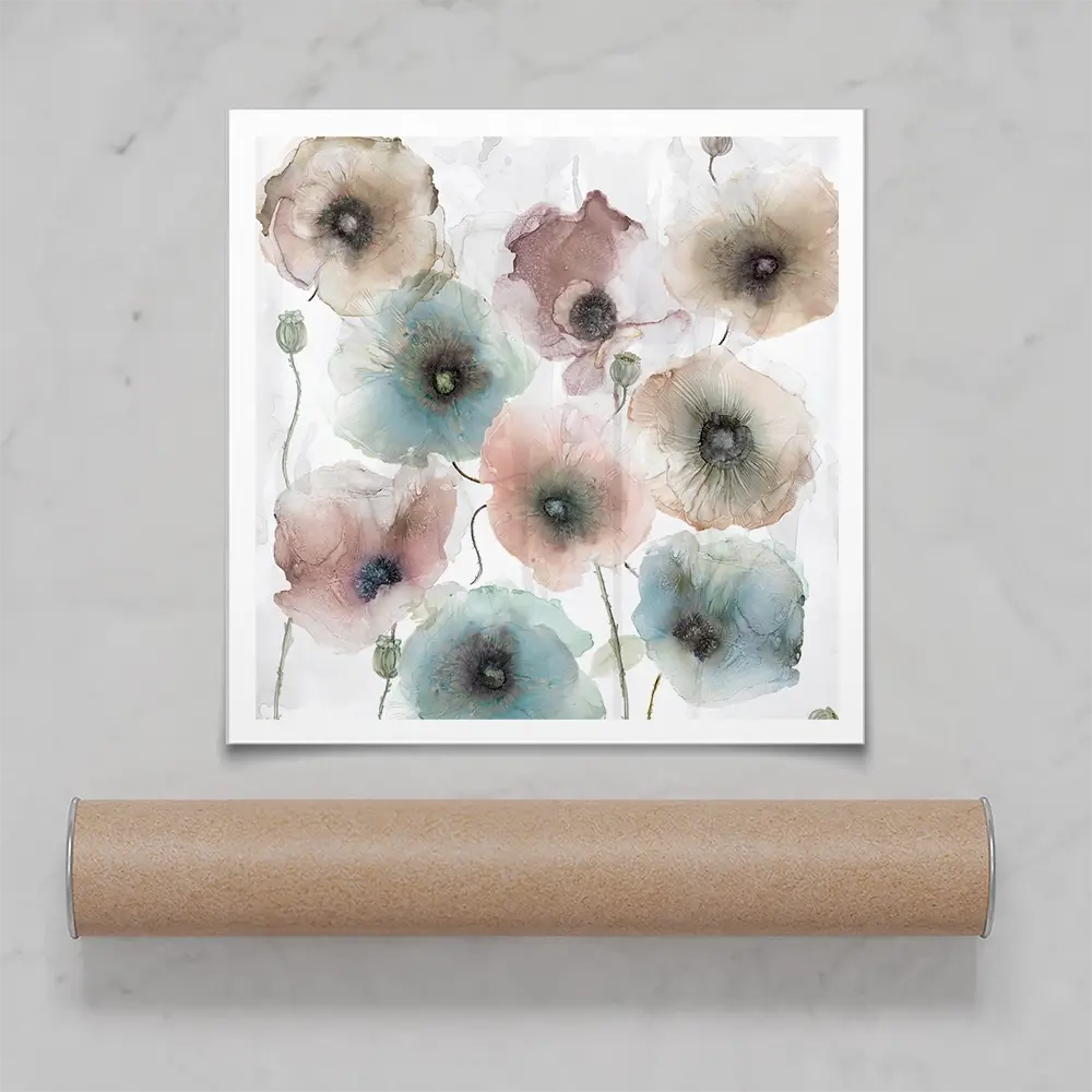 Rain Drenched Poppies Square Art Print Rain Drenched Poppies Square Art Print wall art product Carol Robinson