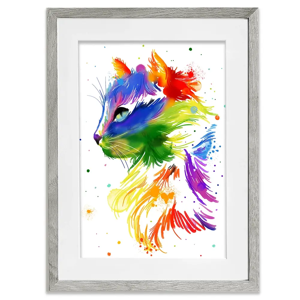 Rainbow Cat Framed Art Print Rainbow Cat Framed Art Print wall art product AnSuArt / Shutterstock