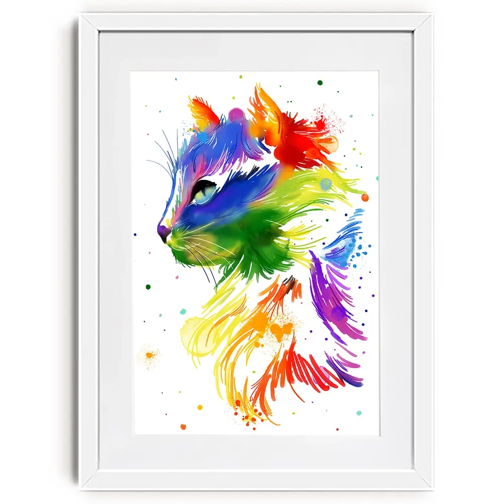 Rainbow Cat Framed Art Print Rainbow Cat Framed Art Print wall art product AnSuArt / Shutterstock