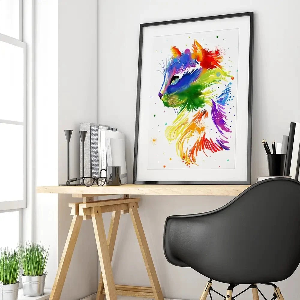 Rainbow Cat Framed Art Print Rainbow Cat Framed Art Print wall art product AnSuArt / Shutterstock