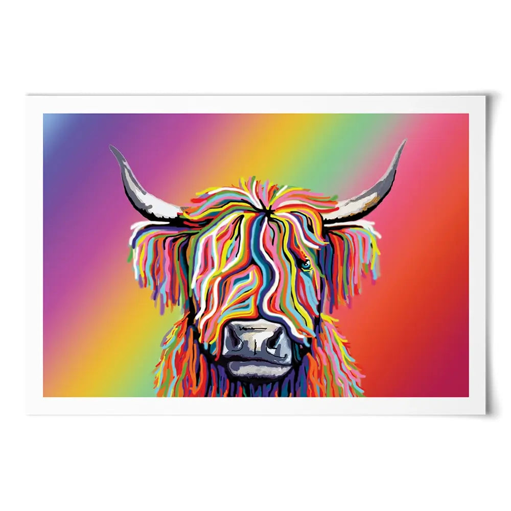 Rainbow Highland Cow Art Print Rainbow Highland Cow Art Print wall art product Independent