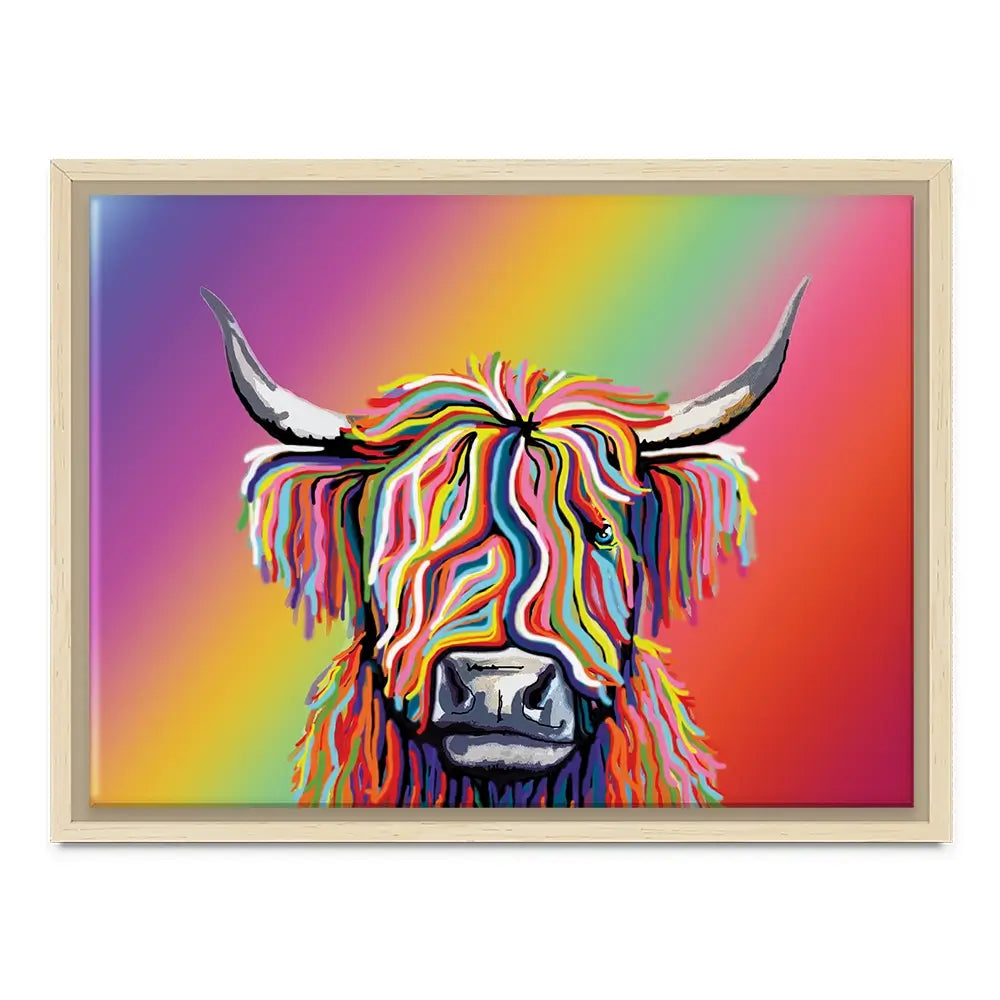 Rainbow Highland Cow Canvas Print Rainbow Highland Cow Canvas Print wall art product Independent