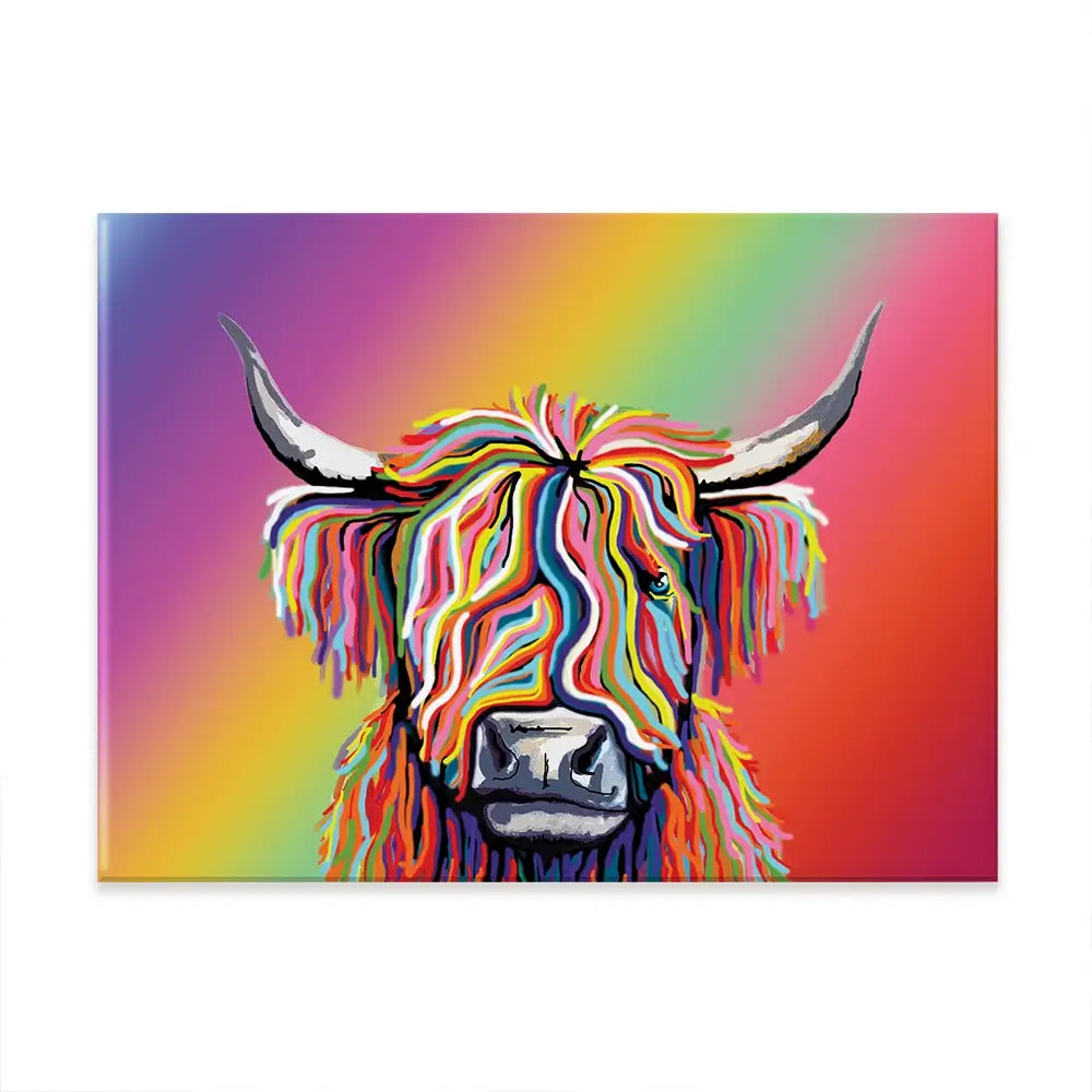 Rainbow Highland Cow Canvas Print Rainbow Highland Cow Canvas Print wall art product Independent