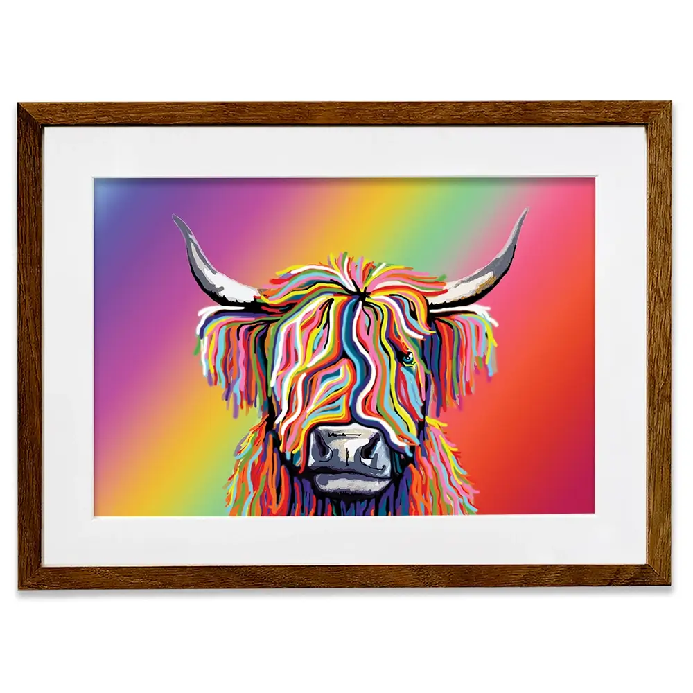 Rainbow Highland Cow Framed Art Print Rainbow Highland Cow Framed Art Print wall art product Independent