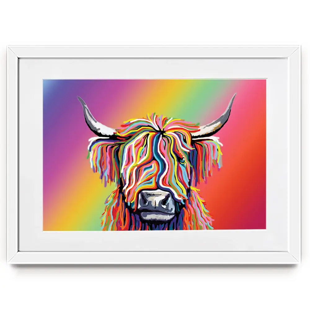 Rainbow Highland Cow Framed Art Print Rainbow Highland Cow Framed Art Print wall art product Independent