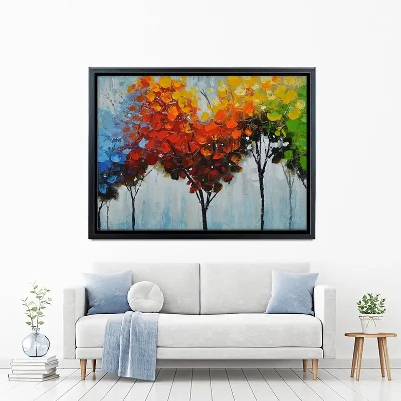Rainbow Line Of Trees Canvas Print Rainbow Line Of Trees Canvas Print wall art product CHENYU ARTS / Shutterstock