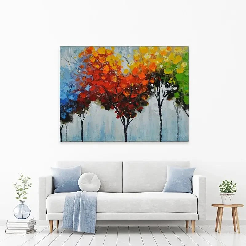 Rainbow Line Of Trees Canvas Print Rainbow Line Of Trees Canvas Print wall art product CHENYU ARTS / Shutterstock