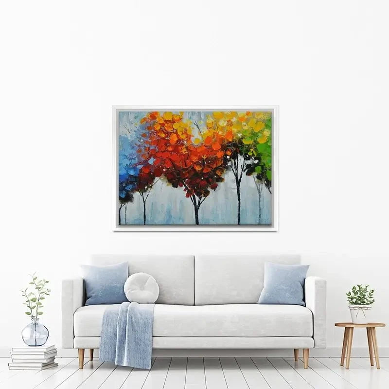 Rainbow Line Of Trees Canvas Print Rainbow Line Of Trees Canvas Print wall art product CHENYU ARTS / Shutterstock