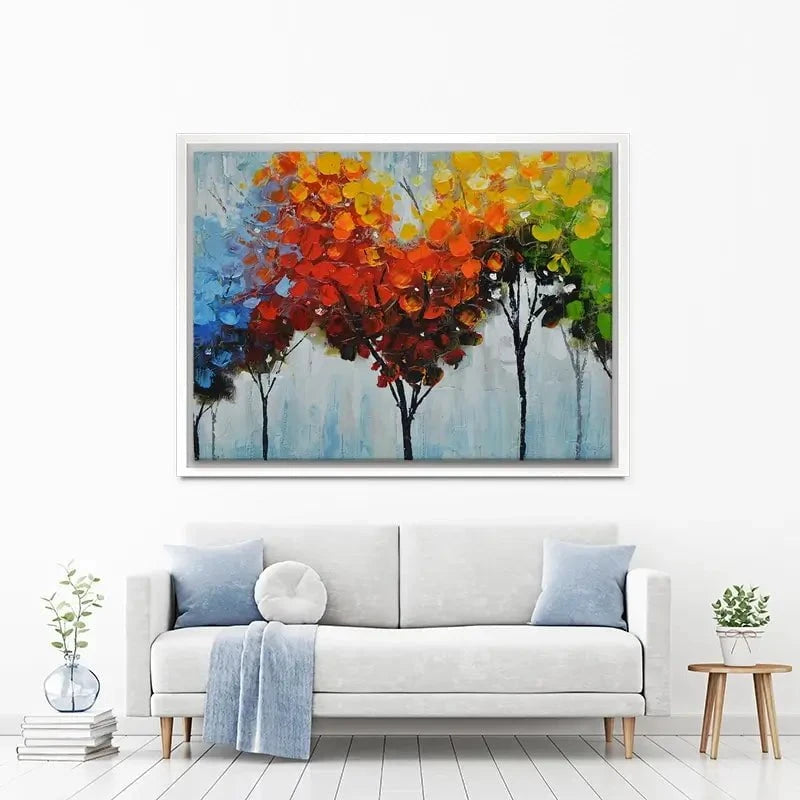 Rainbow Line Of Trees Canvas Print Rainbow Line Of Trees Canvas Print wall art product CHENYU ARTS / Shutterstock