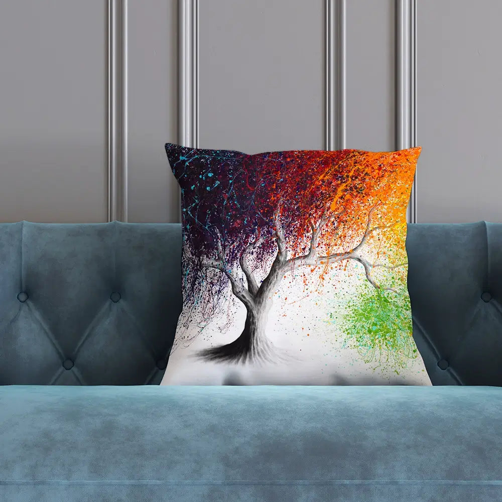 Rainbow Seasons Tree Cushion Rainbow Seasons Tree Cushion wall art product Ashvin Harrison (2016-2022 collection)