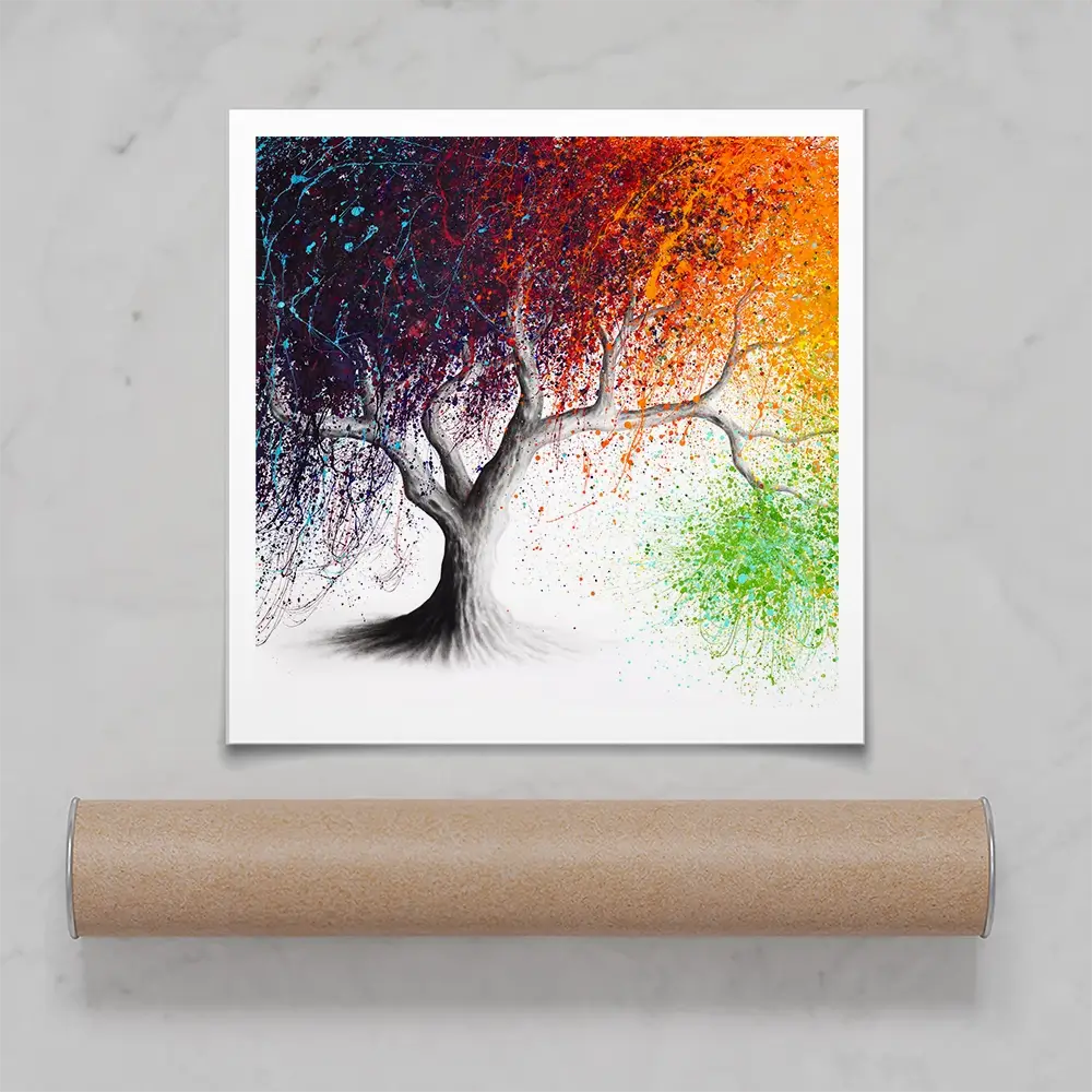 Rainbow Seasons Tree Square Art Print Rainbow Seasons Tree Square Art Print wall art product Ashvin Harrison (2016-2022 collection)