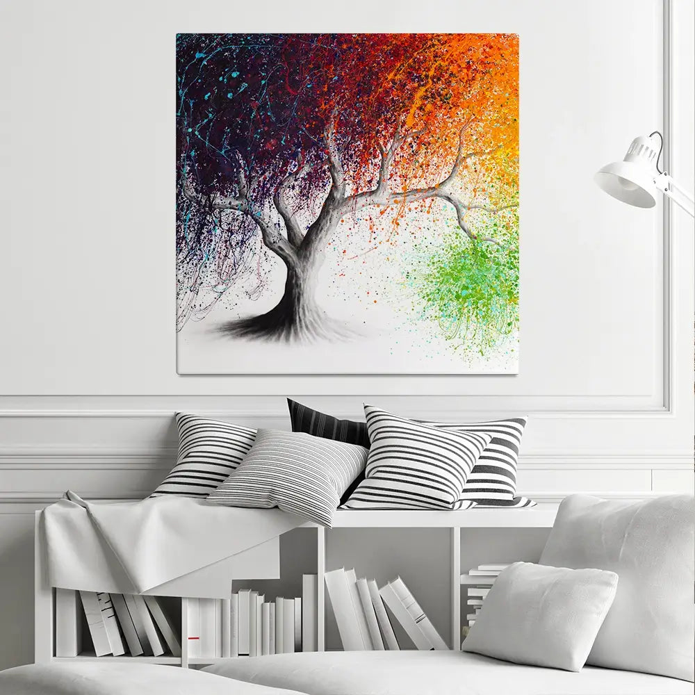 Rainbow Seasons Tree Square Canvas Print Rainbow Seasons Tree Square Canvas Print wall art product Ashvin Harrison (2016-2022 collection)