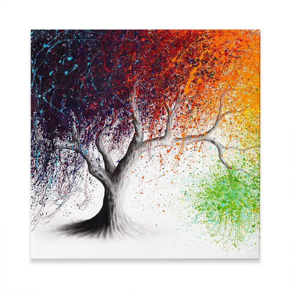 Rainbow Seasons Tree Square Canvas Print Rainbow Seasons Tree Square Canvas Print wall art product Ashvin Harrison (2016-2022 collection)