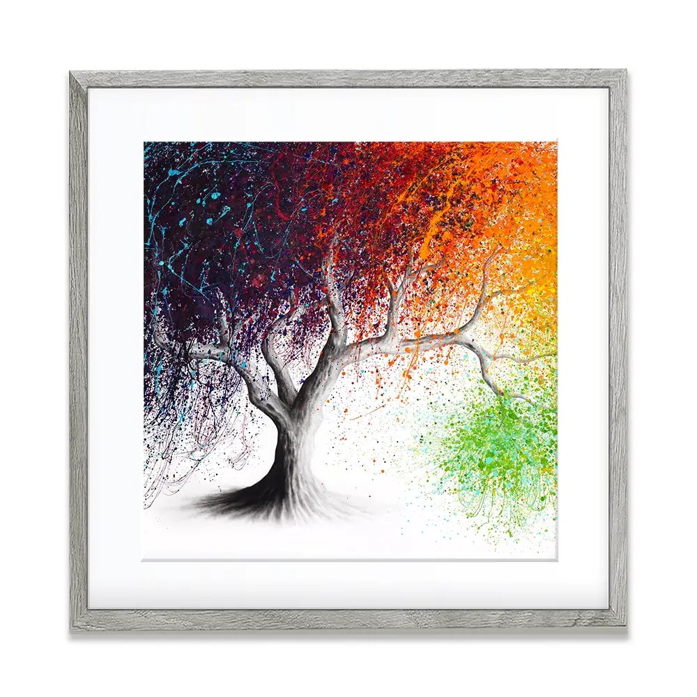 Rainbow Seasons Tree Square Framed Art Print Rainbow Seasons Tree Square Framed Art Print wall art product Ashvin Harrison (2016-2022 collection)