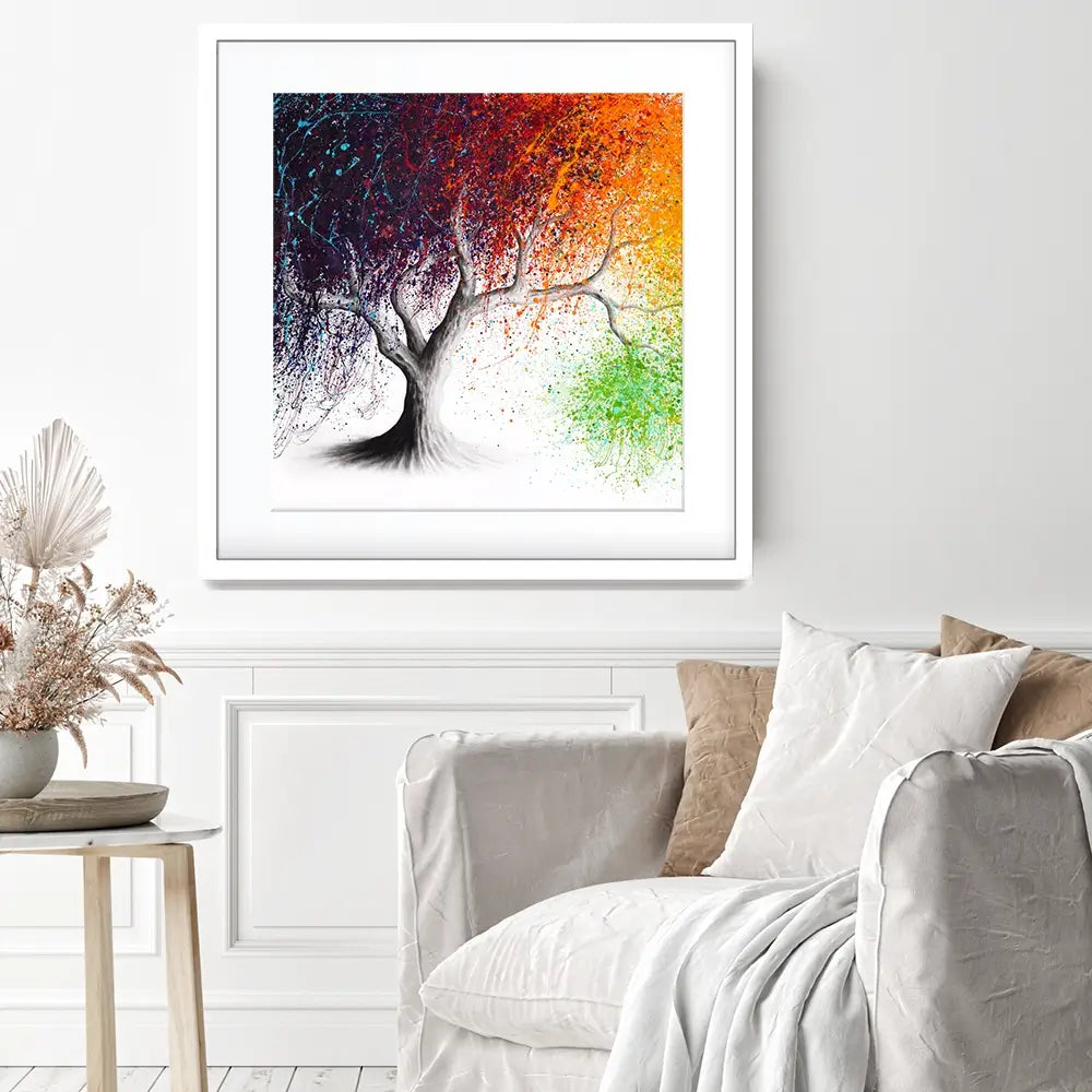 Rainbow Seasons Tree Square Framed Art Print Rainbow Seasons Tree Square Framed Art Print wall art product Ashvin Harrison (2016-2022 collection)
