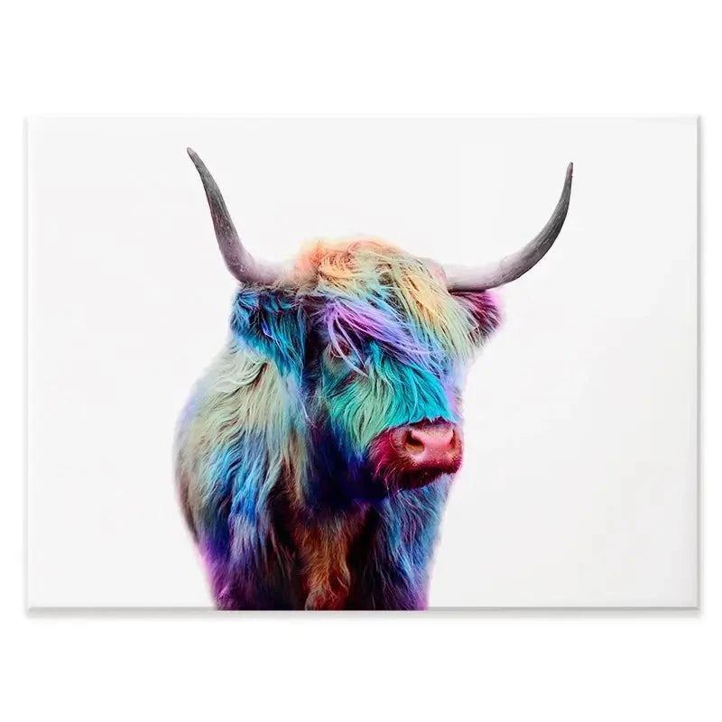 Rainbow Style Highland Cow Canvas Print Rainbow Style Highland Cow Canvas Print wall art product Patricia Chumillas / Shutterstock
