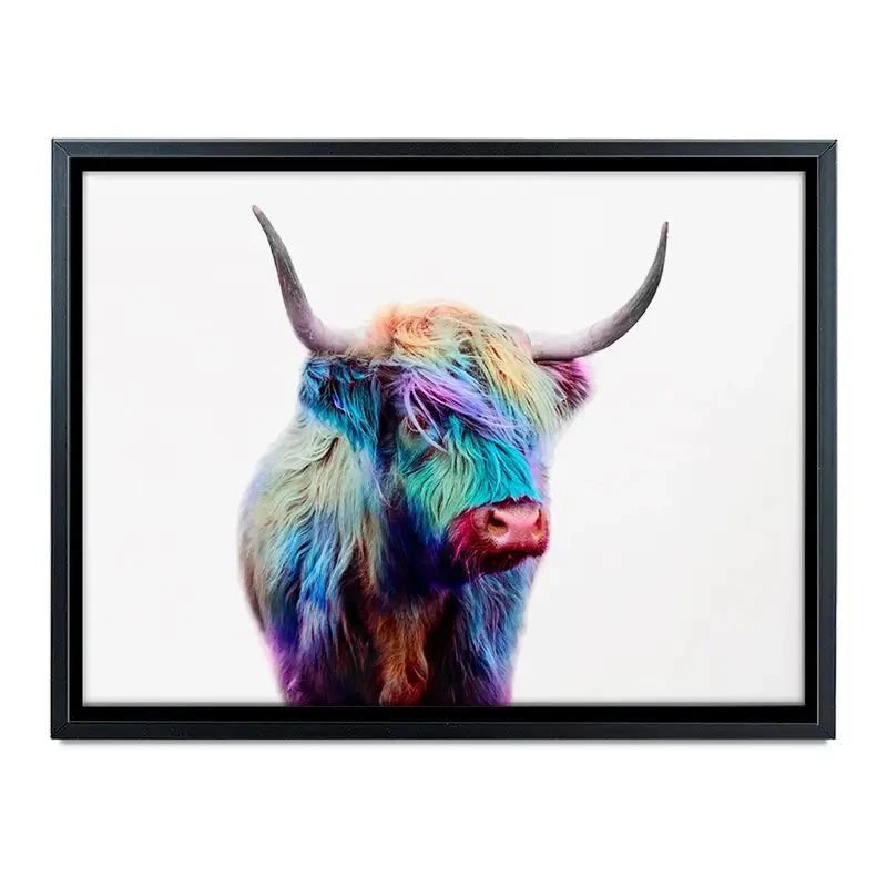 Rainbow Style Highland Cow Canvas Print Rainbow Style Highland Cow Canvas Print wall art product Patricia Chumillas / Shutterstock