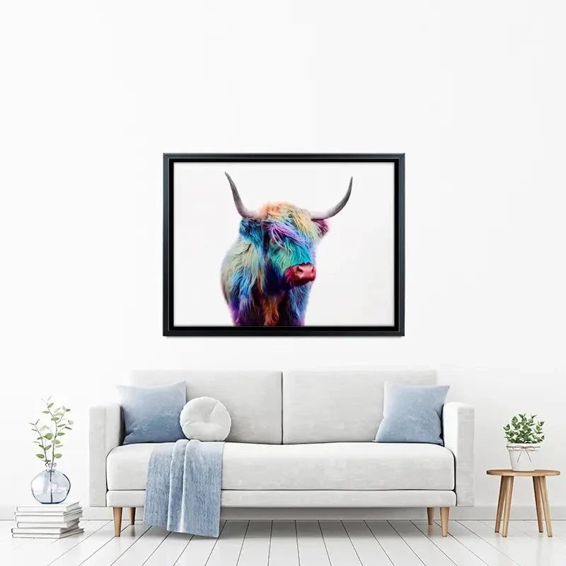 Rainbow Style Highland Cow Canvas Print Rainbow Style Highland Cow Canvas Print wall art product Patricia Chumillas / Shutterstock
