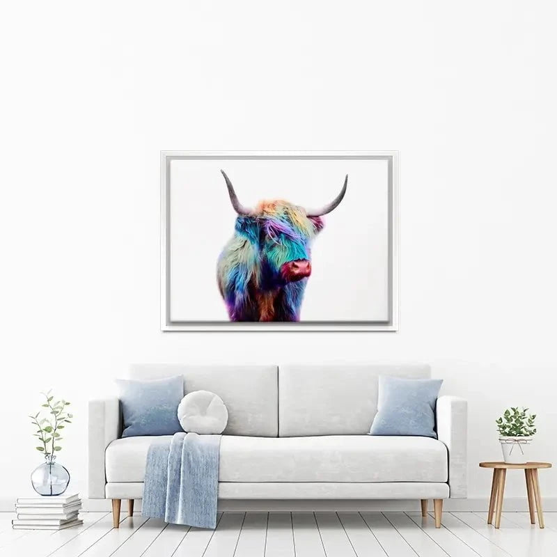Rainbow Style Highland Cow Canvas Print Rainbow Style Highland Cow Canvas Print wall art product Patricia Chumillas / Shutterstock