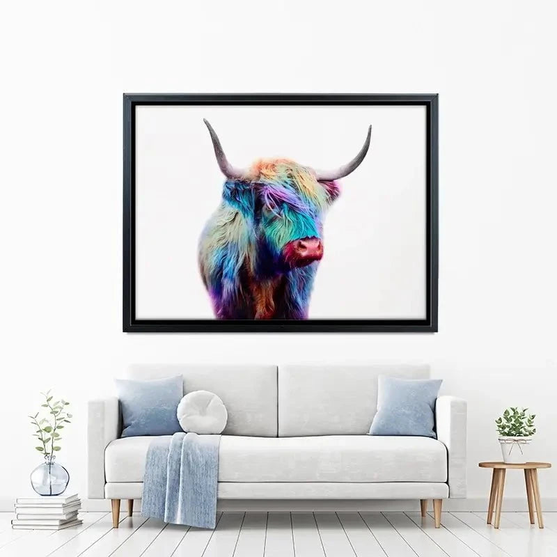 Rainbow Style Highland Cow Canvas Print Rainbow Style Highland Cow Canvas Print wall art product Patricia Chumillas / Shutterstock