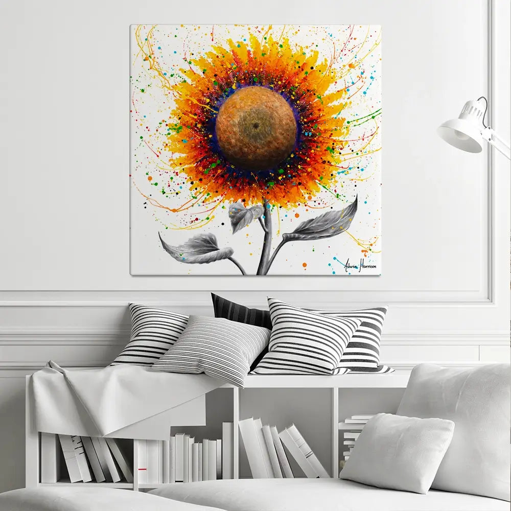 Rainbow Sunflower Square Canvas Print Rainbow Sunflower Square Canvas Print wall art product Ashvin Harrison